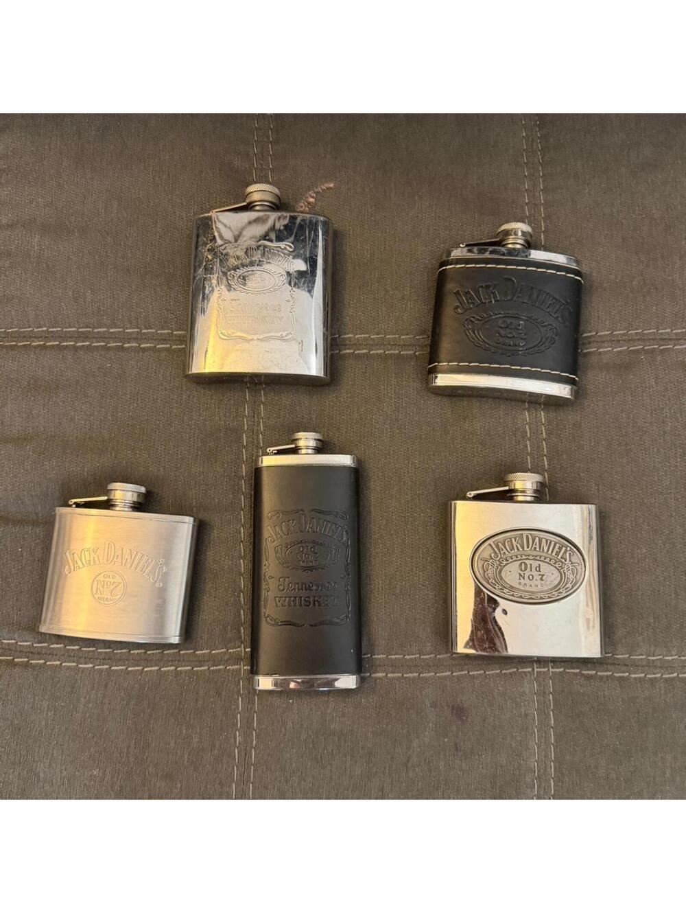 5 Jack Daniels flasks bundle